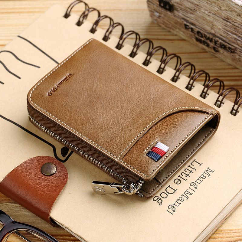 Card Holder Purse Wallets Card Bag Men's Leather Top Layer Cowhide Driver's License Zipper Card Cover Credit Card Bag Coin Wallet_voghion.com