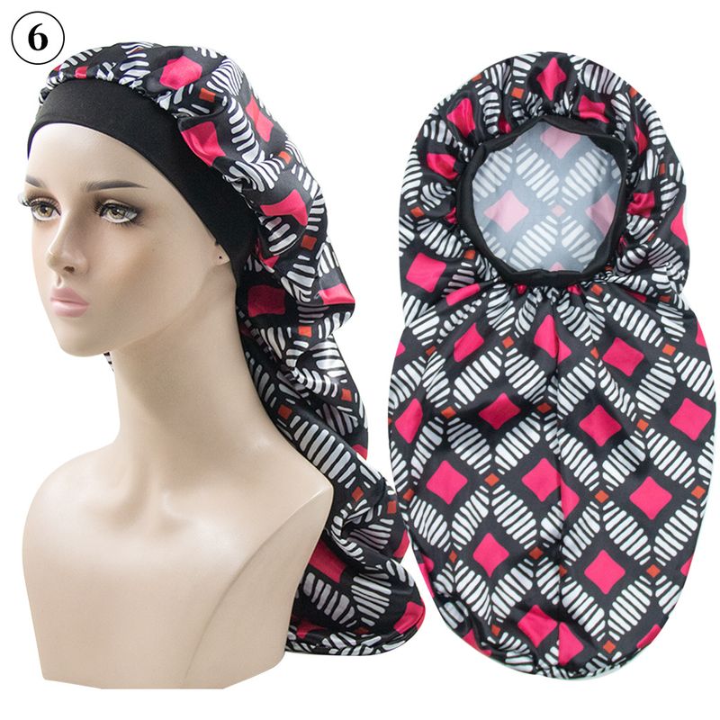 Satin Sleeping Cap Cross Border Ethnic Style Printing Beauty Salon Hair Care Cap Silk Bonnet_voghion.com