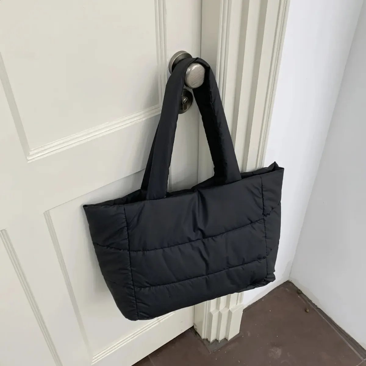 Borsa a tracolla imbottita in cotone morbido, portatile, monospalla, alla moda, per autunno e inverno, 241214_voghion.com