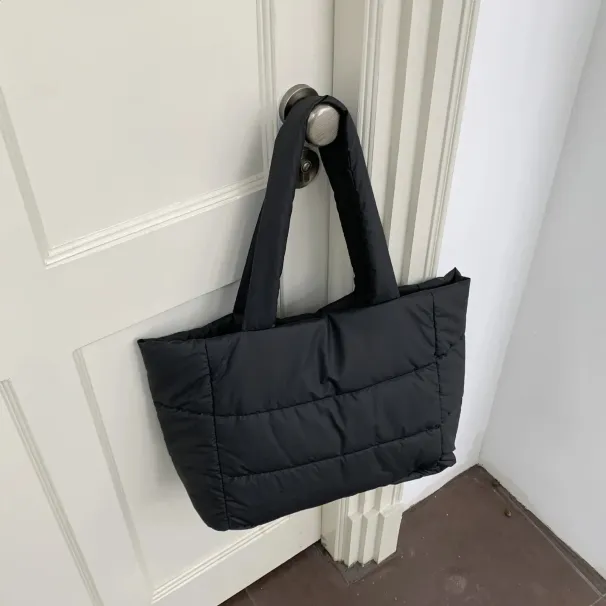 Borsa a tracolla imbottita in cotone morbido, portatile, monospalla, alla moda, per autunno e inverno, 241214_voghion.com