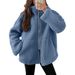 Women's Winter Fleece Coat With High Neck, Oversized Loose Fit, Warm And Cozy, Solid Color, Casual Elegance For Fall And Winter_voghion.com