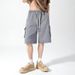 Cargo-Jeansshorts, lockere, gerade Hose für Herren im Sommer, trendiger Marken-Elastikbund, lässige Cropped-Hose in großen Größen_voghion.com
