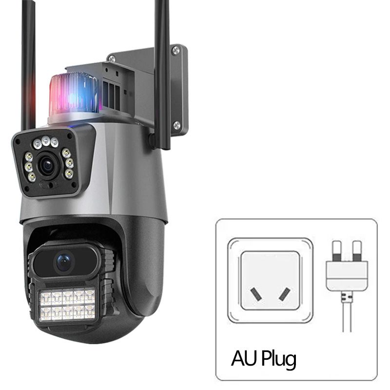 Cameră de securitate în aer liber, Cameră exterioară PTZ cu lentile duble fără fir pentru securitatea casei, IP66 rezistentă la apă, urmărire AI, alarmă luminoasă, noapte de culoare, convorbire în 2 căi_voghion.com