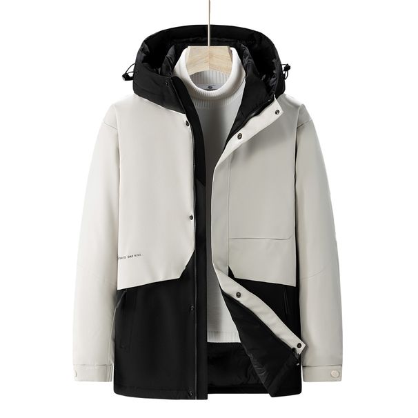 2024 New High-End Business Jacket Men's Winter Loose Plus Size Mid-Length Color Block Fashion Black And Gold Down_voghion.com