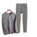 Derog thermal uderwear me's roud eck log sleeved thick velvet solid color clothes autum set bottom shirt pats_voghion.com