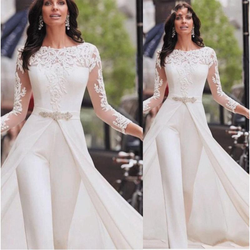 Women's Clothing Perspective Long Sleeved Lace Jumpsuit Windbreaker Two Piece_voghion.com