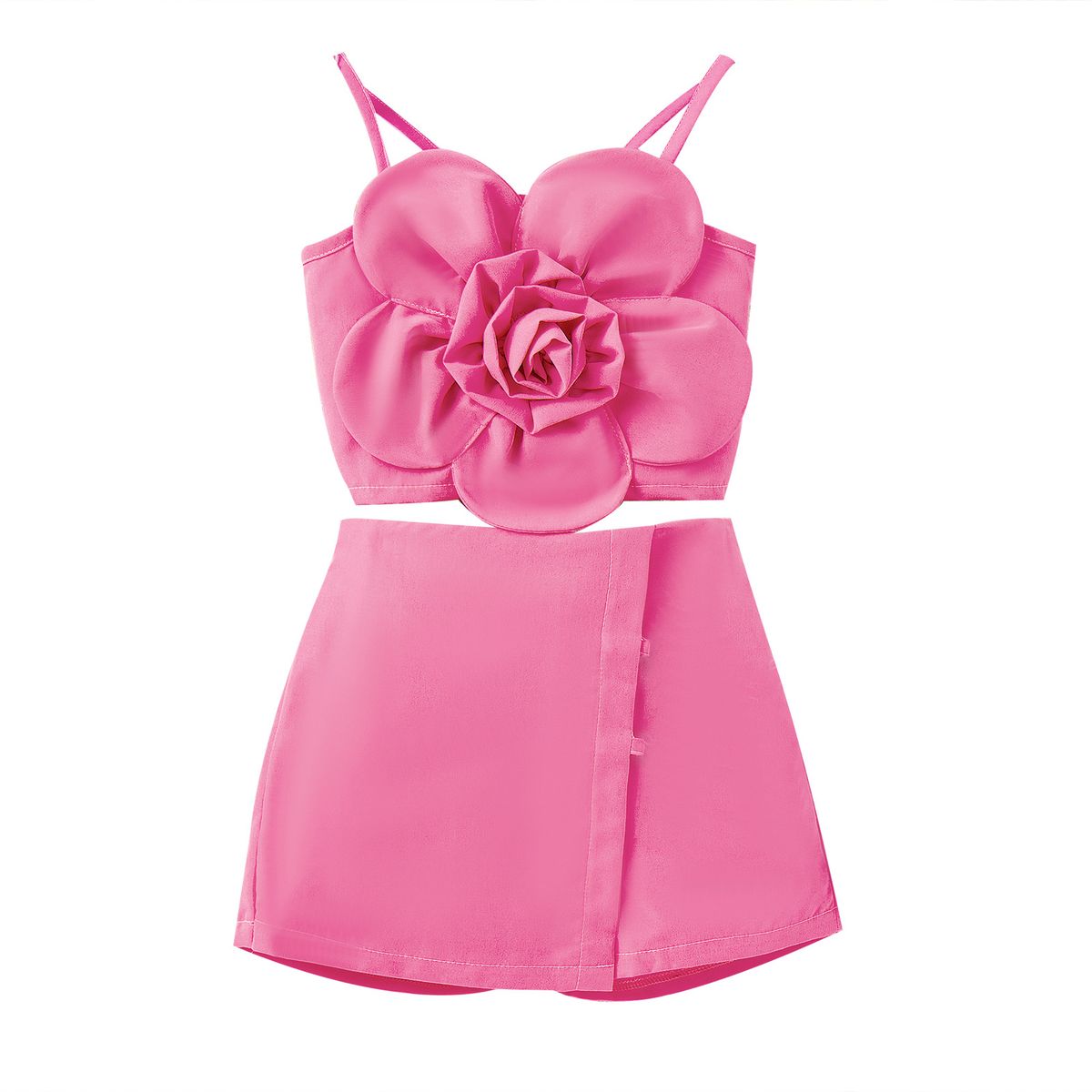 Mutter & Kinder Mädchen Anzug Hosenträger Dreidimensionale 3D Blumen Unregelmäßigen Shorts Rock_voghion.com