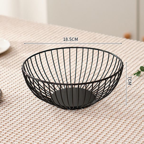 Nordic Minimalist Iron Fruit Bowl – Round Snack Tray In Gold & Black (Small/Medium/Large, Geometric Design, Multi-Purpose Home Decor)_voghion.com