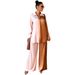 Women's Clothing Autumn And Winter Single Row Concealed Button Long Sleeved Color Matching Sleeves Lapel Fashion Pants Suit_voghion.com