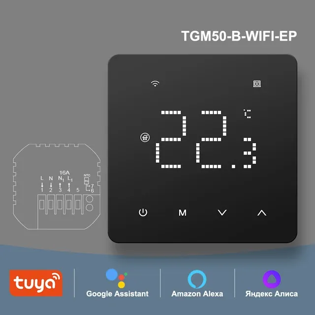 Θερμοστάτης Beok WIFI για έξυπνο σπίτι Θερμοστάτης θέρμανσης ή ηλεκτρικού/νερού ή λέβητα αερίου Alice Alexa 220V_voghion.com