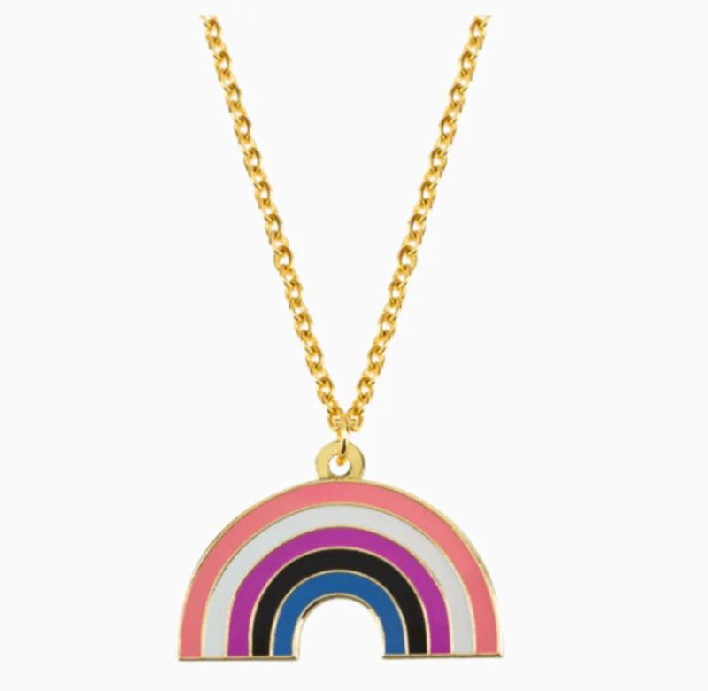 Mother & Kids Rainbow Heart Shaped Drop Pendant Necklace Personality Fashion Simple Single Layer Necklace_voghion.com
