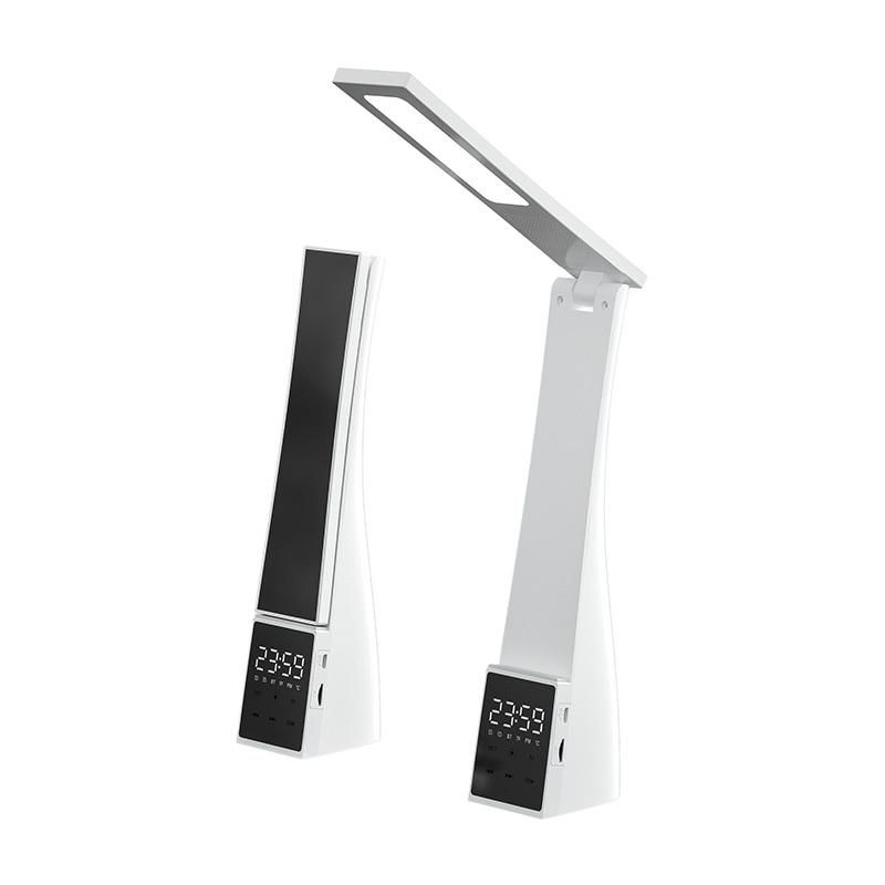 1 szt. Lampa stołowa LED z głośnikiem Bluetooth, budzikiem i ściemniaczem dotykowym, składana lampa stołowa do czytania_voghion.com