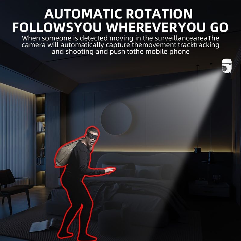 High Definition 1080P Wireless Security Camera, With AI Intelligent Humanoid Tracking And Motion Detection Functions, Support 2.4G Alarm Push,_voghion.com