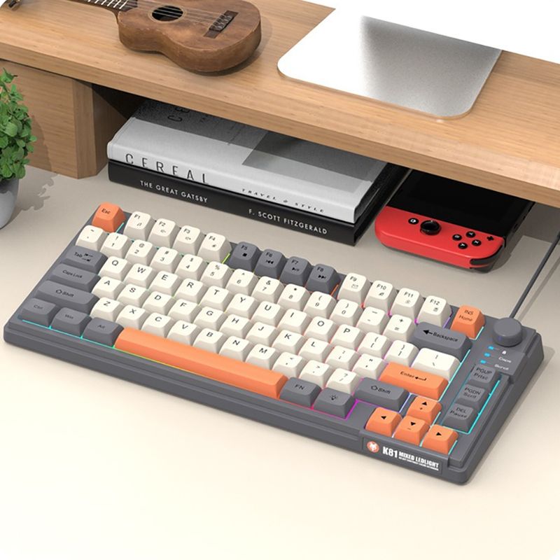 Mini K81 RGB Keyboard With Backlight, Mechanical Keyboard For Desktop/Laptop/PC, Cabled Button Setting For Office/Game Keyboard_voghion.com