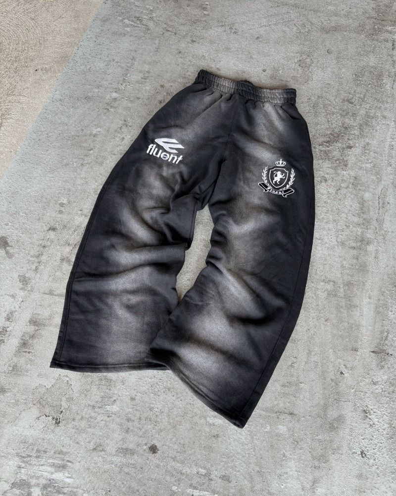 Vintage Washed Cotton Hoodie & Jogger Set – Distressed Embroidery Zip-Up (Grey/Black, S-XXXL) | 90s Retro Streetwear For Men & Women_voghion.com