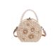 【】Borsa a tracolla rotonda in paglia con perle e fiori, da donna, per le vacanze al mare_voghion.com