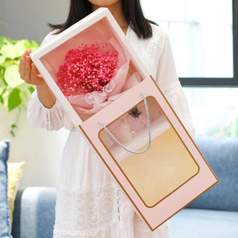 Ramo de aliento de bebé preservado - Flores reales hechas a mano | Caja de regalo de flores secas de colores | Decoración para fiestas, cumpleaños, graduación y hogar_voghion.com