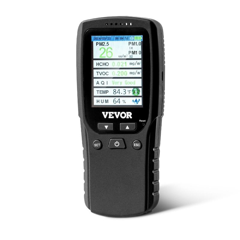 TVOC Quality Air AQI Counter PM2.5 Particle Formaldehyde PM1.0 PM10 Tester 8IN1 Humidity For Professional Temperature Monitor_voghion.com