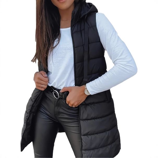 Cappotto con cappuccio e cerniera tinta unita K per donna; lunghezza media-lunga; taglie forti_voghion.com