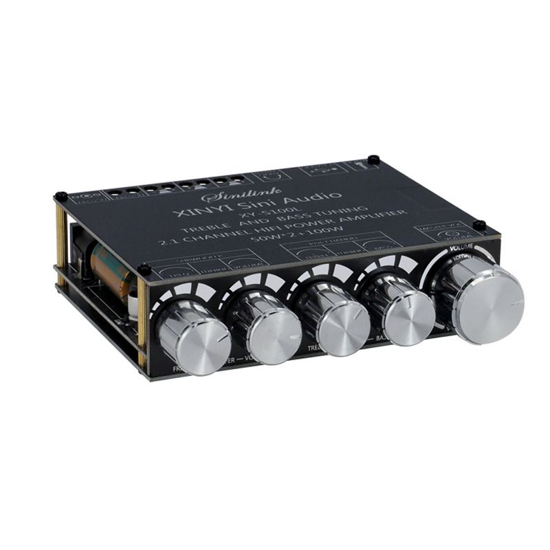 S100L Bluetooth 5.0 2.1 Channel Power Audio Stereo Subwoofer Amplifier Board 50WX2+100W TREBLE Bass note tuning AMP_voghion.com