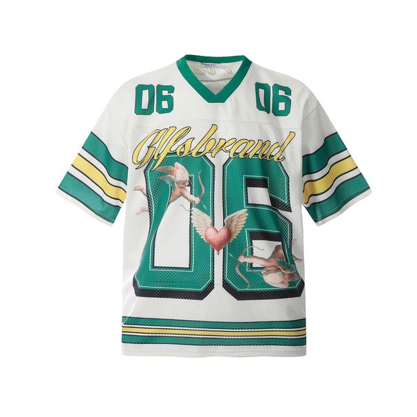 Men's Clothing Club American High Street Retro Digital Printed Jersey Short Sleeved T Shirt All Match Oversize Mesh T Shirt_voghion.com