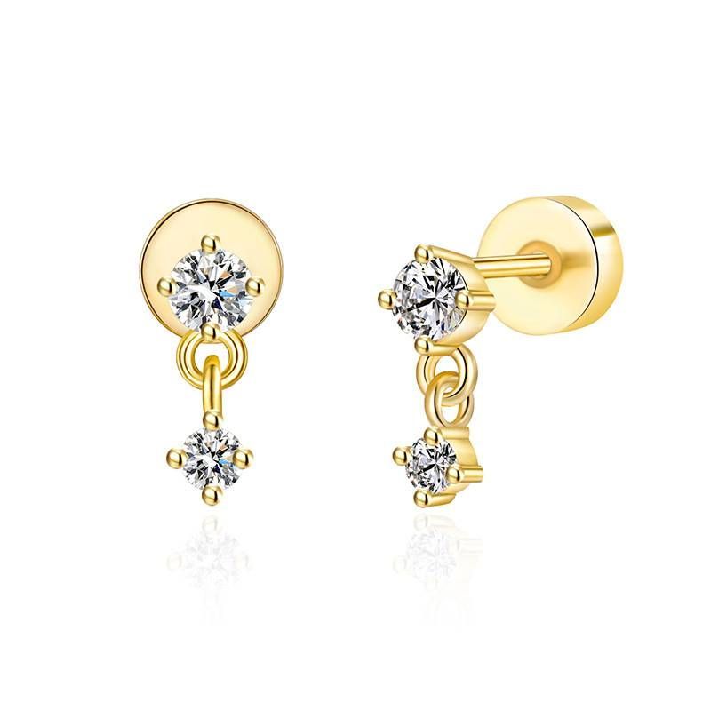 Orecchini a vite in zircone color oro 8A, squisiti piccoli orecchini a perno per il naso_voghion.com