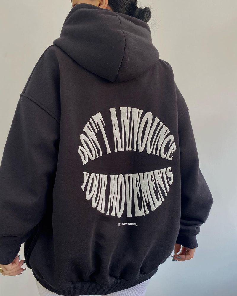 Women's clothing casual fashion letter printing versatile top long-sleeved hooded sweatshirt for women_voghion.com