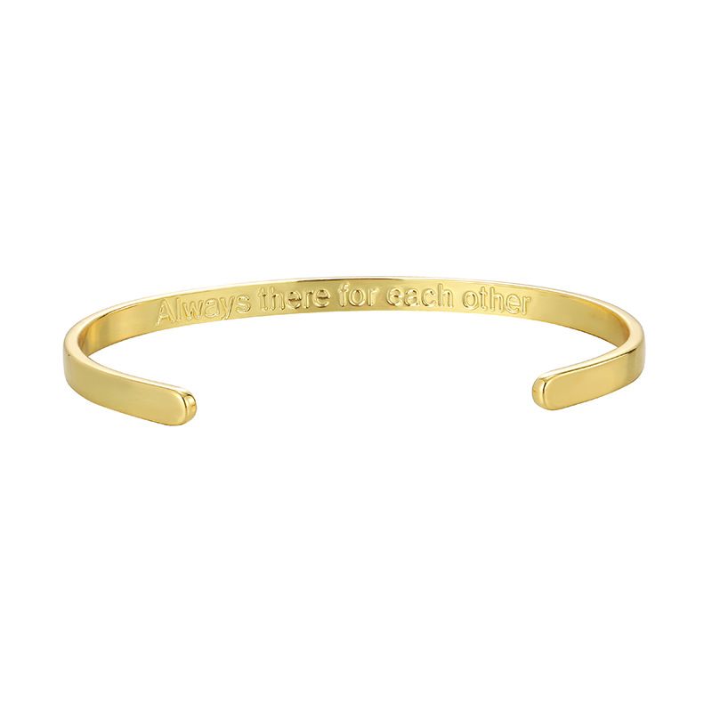 Damenschmuck Modetrend 18 Englische Gravurarmbänder Vergoldet Einfaches Vielseitiges Offenes Armband_voghion.com