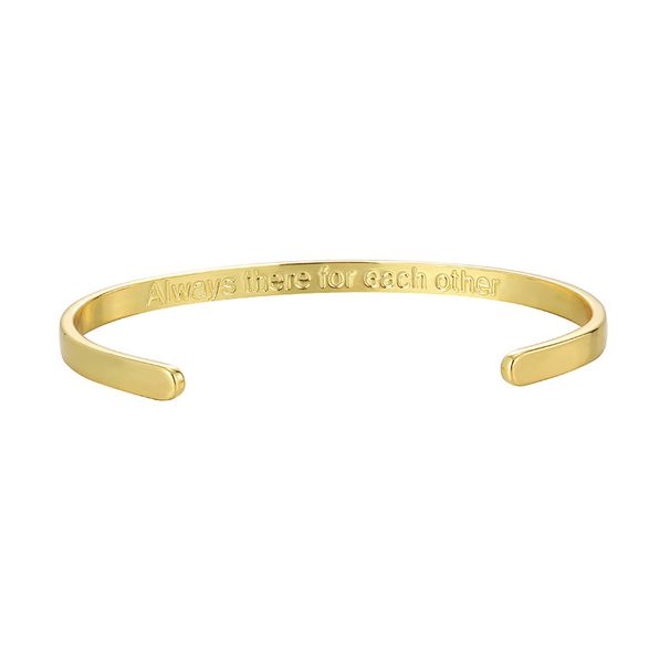 Damenschmuck Modetrend 18 Englische Gravurarmbänder Vergoldet Einfaches Vielseitiges Offenes Armband_voghion.com
