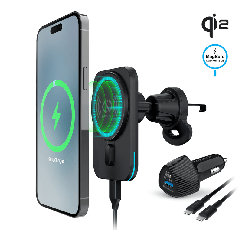 Naztech MagLock CAR 15W Magnetic Wireless Fast Charging Vent Mount With Qi2_voghion.com