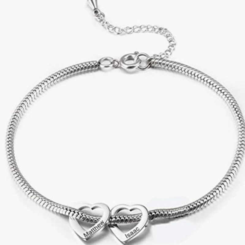 Personalisiertes verstellbares Fußkettchen-Armband für Frauen aus Edelstahl in Herzform mit Liebes-DIY-Namens-Fußkettchen Damenschmuck_voghion.com