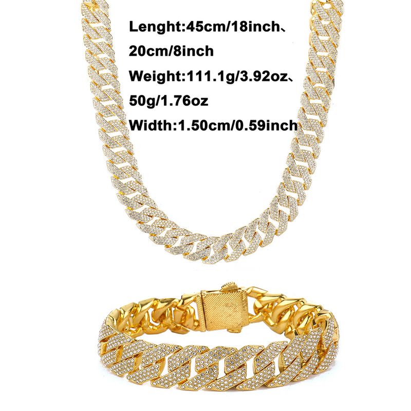 Collar cubano con forma de diamante y doble fila de circonitas, marca de moda, personalidad, pulsera de hip hop para hombres, joyería_voghion.com