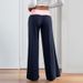 Women's Low-Rise Wide-Leg Pants With Color Block Design - Casual Polyester Trousers For Everyday Wear_voghion.com