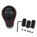 Universal Car Shift Knob Gear Stick + Boot Set 5 / 6 Speed Manual Shifter Lever Black Red e PU Leather_voghion.com