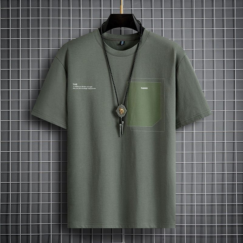 Men's clothing Fashion brand round neck urban style summer slim milk silk fashion urban casual men's short-sleeved T-shirt_voghion.com