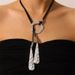 Collana lunga con laccio a corda, ciondolo triangolare martellato, collana regolabile a forma di Y, gioielli per donna_voghion.com