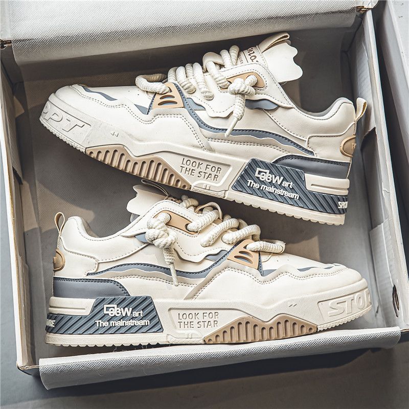 Men's Shoes New All Match Thick Soled Casual Flat Shoes Non Slip Youth Sports Trendy Shoes_voghion.com