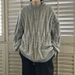 Men's Round Neck Knitting Coat Men's Design Fried Dough Twists Loose Lazy Sweater_voghion.com