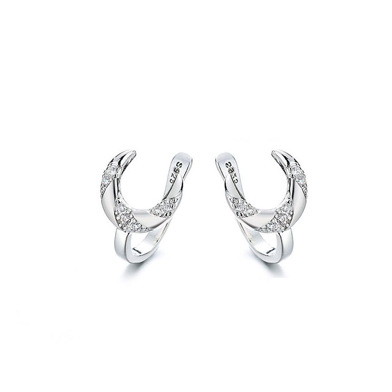 Sterling VENUS Sier Moda Zirkonyum Sarmal Ay Kulak Klipsi Bayan Kişiselleştirilmiş Kulak Kemiği Klipsi Küpeler Mücevher yüzükler_voghion.com