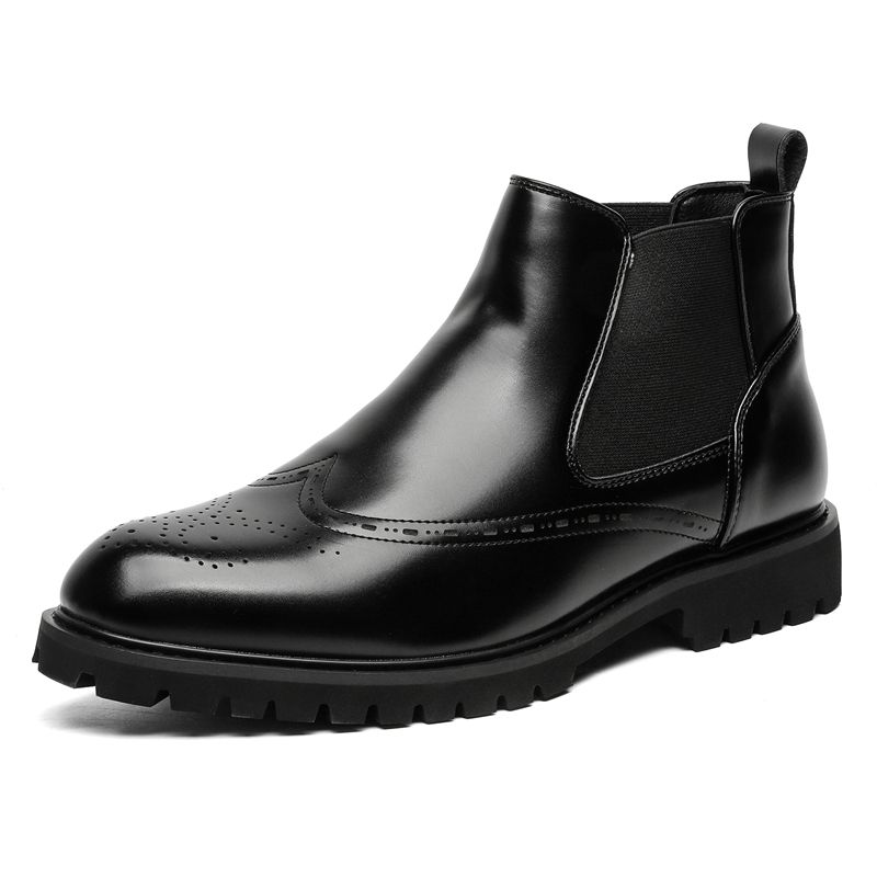 New Leather Spring Men's Shoes High-top Men's Heightening Tooling Martin Boots_voghion.com