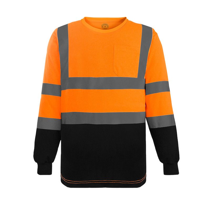 Herrenbekleidung Langarm Reflektierendes T-Shirt Atmungsaktiv Schweiß Hohe Helligkeit Schützende Reflektierende Kleidung Spezielle Reflektierende Kleidung_voghion.com