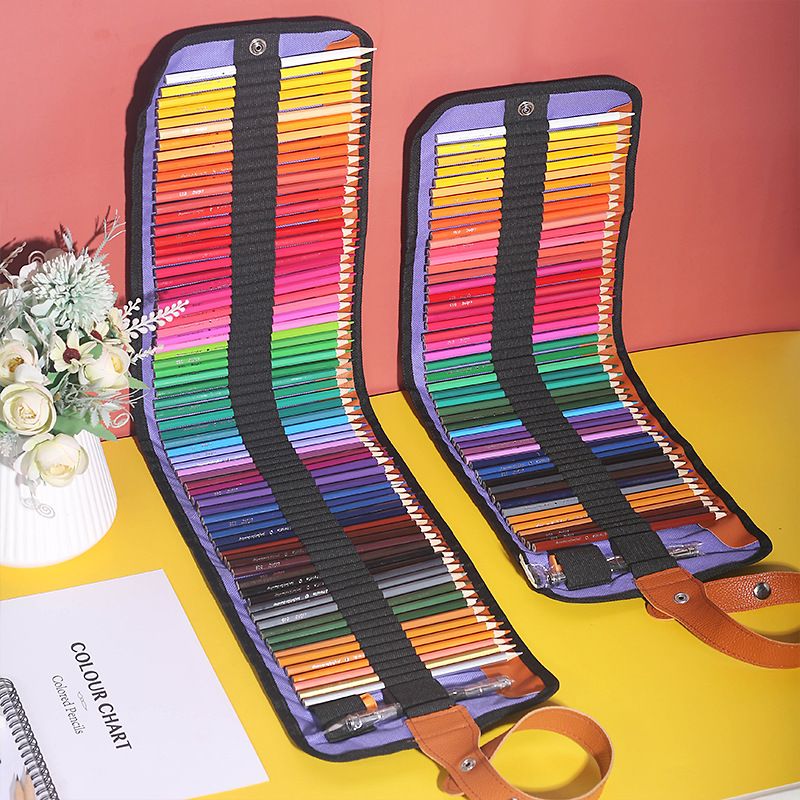 48/72 Colors Roll-Up Pencil Case For Colored Pencils - Durable Fabric Pouch With Zipper, Stylish & Portable Art Supply Organizer For Artists, Students_voghion.com