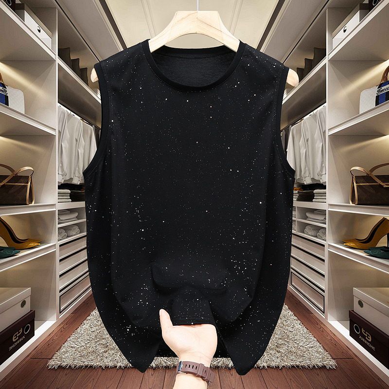 Ανδρικά Ρούχα Starry Sky Γιλέκο Αμάνικο Fat Man Plus Fat Plus Μονόχρωμο Χαλαρό Σλιπ σε Σχήμα I Fat Man_voghion.com