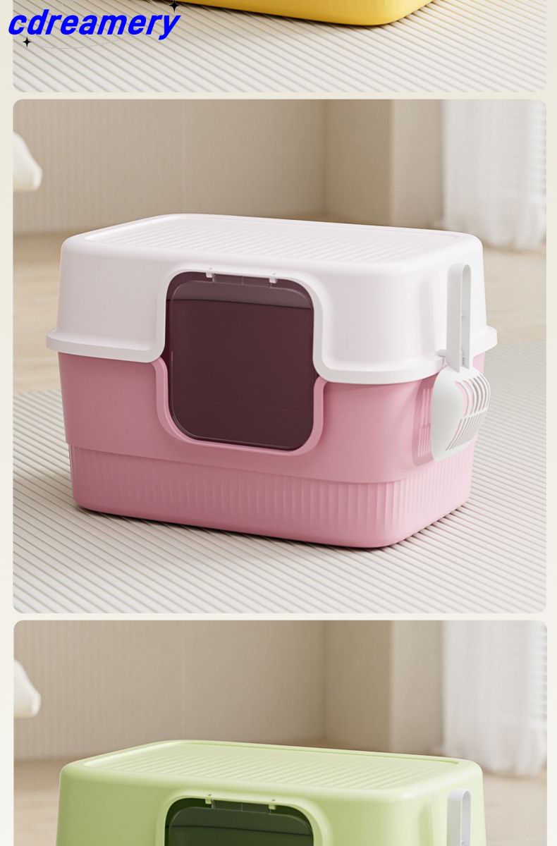 Super Large, Fully Enclosed, Deodorizing And Anti-spatter Litter Box For Cats And Dogs, A Giant Toilet, A Pet Product_voghion.com