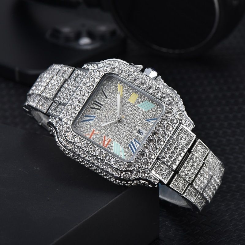 Top Marke herren Uhr Luxus Voller Diamant Sport herren Quarzuhr Uhr_voghion.com