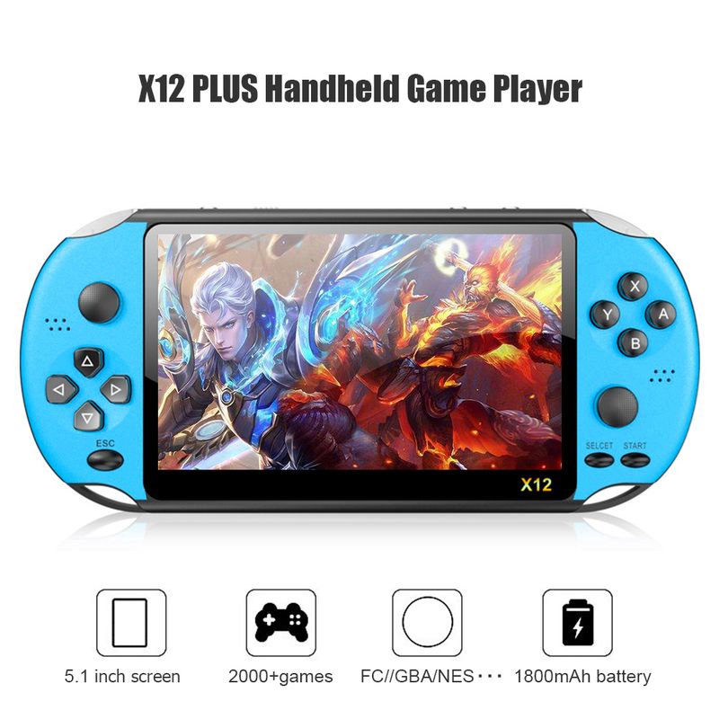X12 PLUS 7.0-inch High-definition Screen Handheld Portable Player With Built-in PS1 GBA FC Classic Game Console_voghion.com