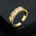 Neuer Ins Style Light Luxury High-End Kupfer Gold Zirkon Geometrischer trendiger rechteckiger offener Ring für Frauen_voghion.com