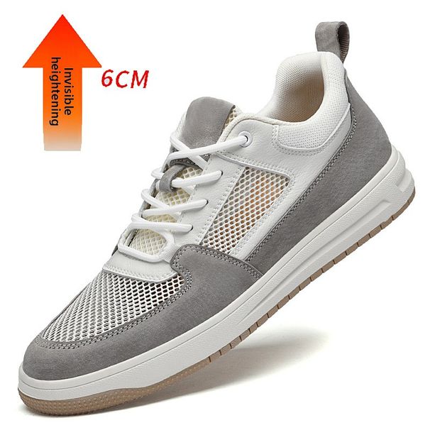 Scarpe da uomo basse con lacci, traspiranti, con giunture in rete, con interno invisibile, scarpe casual che aumentano l'altezza. Scarpe da uomo_voghion.com