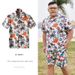 Camicia da spiaggia a maniche corte con fiori, taglie forti, da uomo, in cotone, ampia e alla moda, con stampa floreale._voghion.com