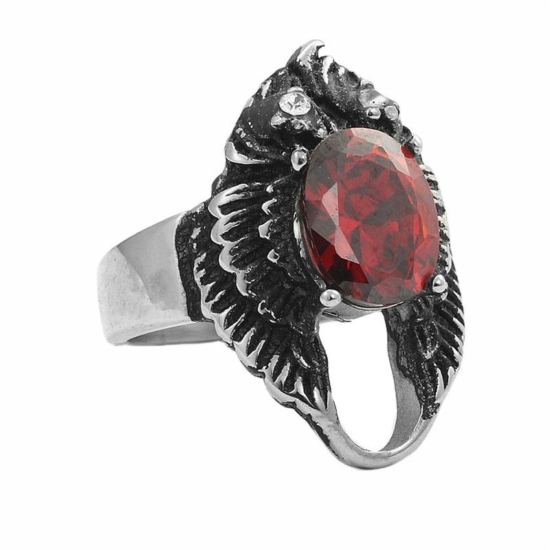 Schmuck Titan Flügel Trendy Männer Punk Edelstahl Intarsien Diamant Multicolor Ring_voghion.com